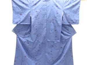 未使用品　草花模様織出し手織り紬着物